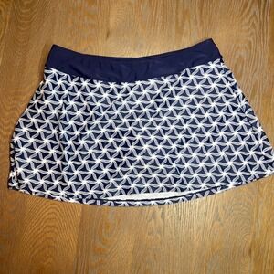 🌊Talisea Womens Navy Blue White Geometric Starburst Swim Skirt Built-in Brief XL